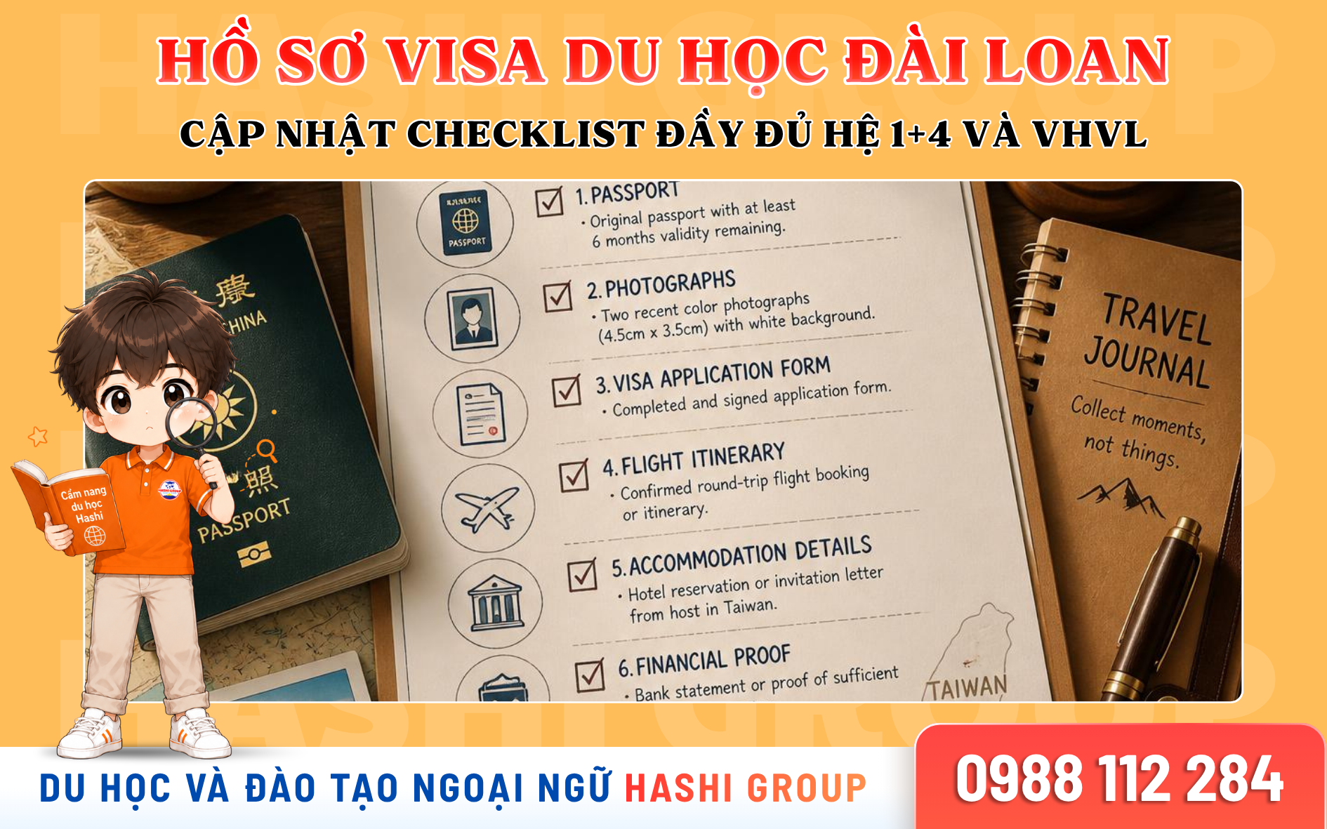 Checklist hồ sơ visa Đài Loan hệ 1+4 và VHVL - Cẩm nang du học Hashi